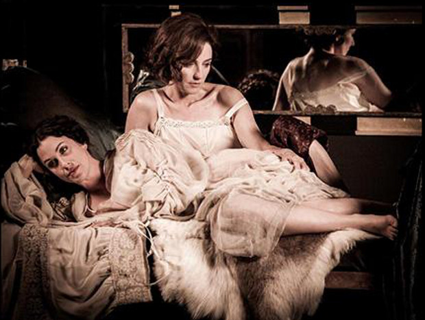 Alanis Morissette (reclining) as Damia and Orla Brady as Eileen Gray in The Price of Desire (2014). Photograph courtesy Julian Lennon