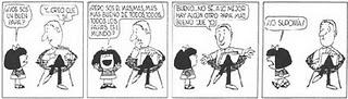 Primera tira de Mafalda. Fuente: http://es.paperblog.com/curiosidades-sobre-mafalda-391068/