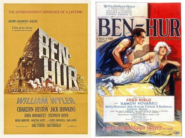 Carteles originales de “Ben- Hur” de William Wyler, (1959) y el remake de Fred Niblo (1925)