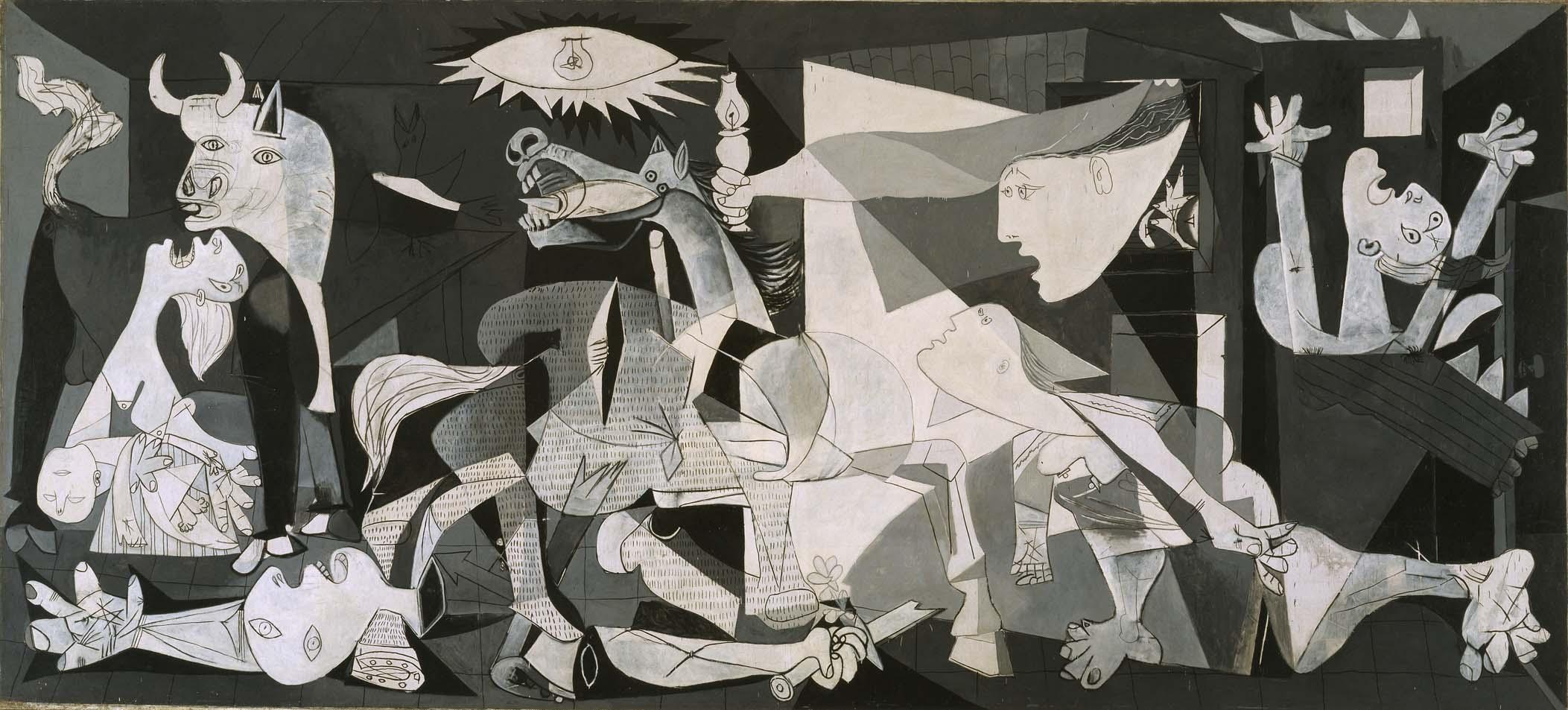Guernica, Pablo Picasso. 1937. Óleo sobre lienzo 349 cm × 776 cm. Museo Reina Sofía