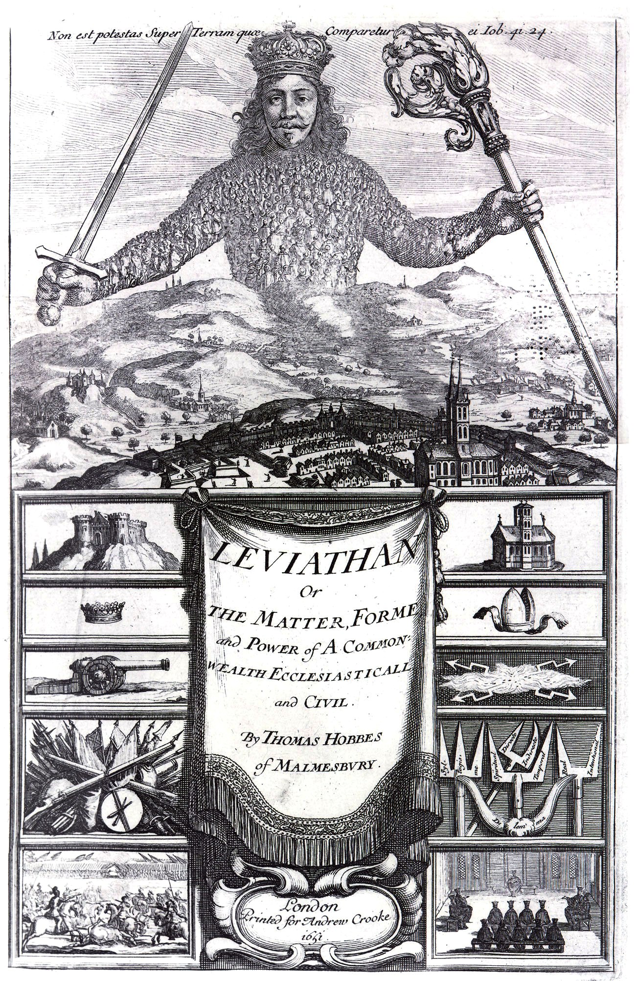 Portada del libro: Leviathan (Thomas Hobbes) | Vía: commons.wikimedia.org