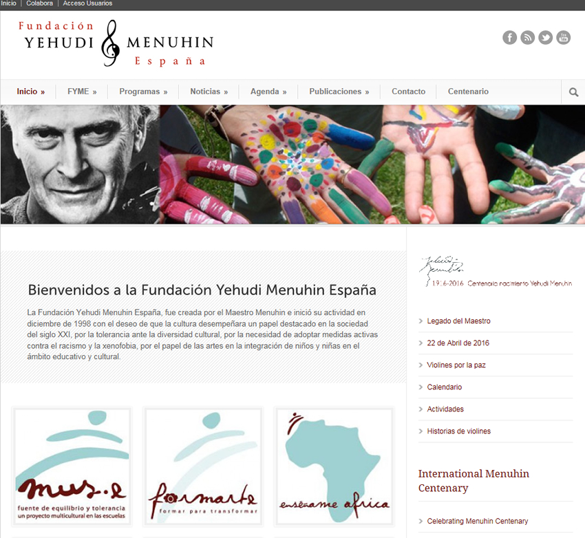 Web Fundación Yehudi Menuhin España 2016