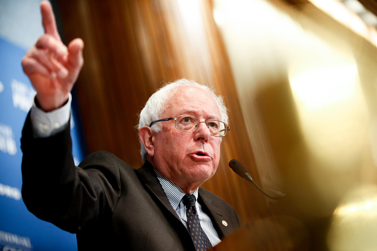 Sen. Bernie Sanders, I-Vt., speaks at a luncheon at the National Press Club on Monday, March 9, 2015 in Washington. Sanders, an independent who caucuses with Democrats, is considering running for the 2016 Democratic nomination as a liberal alternative to Hillary Clinton, focusing on income inequality and climate change. (AP Photo/Andrew Harnik)