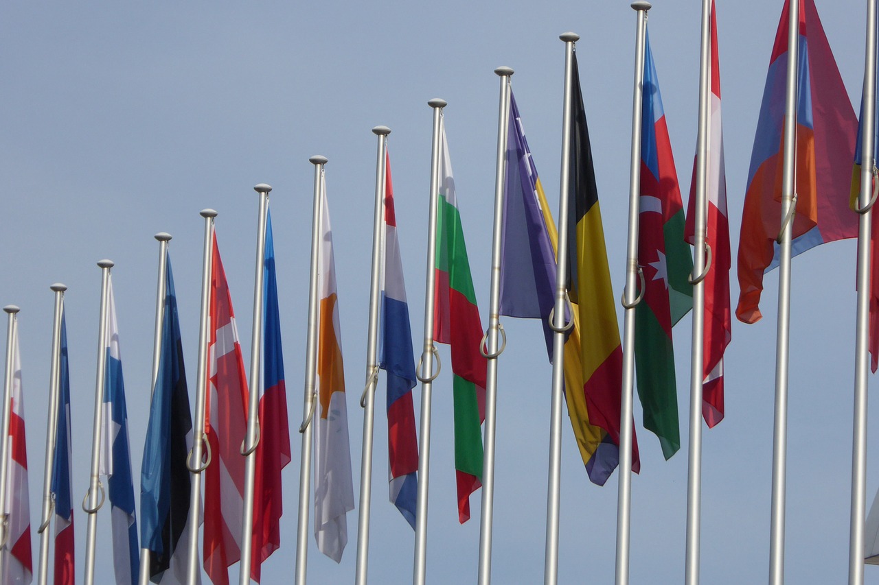 Banderas en el Parlamento de Estrasburgo. Pixabay.