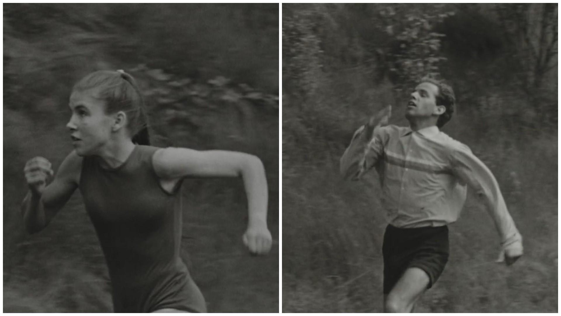 Atletas corriendo en libertad en el campo. Blind kind (1964). Johan van der Keuken.